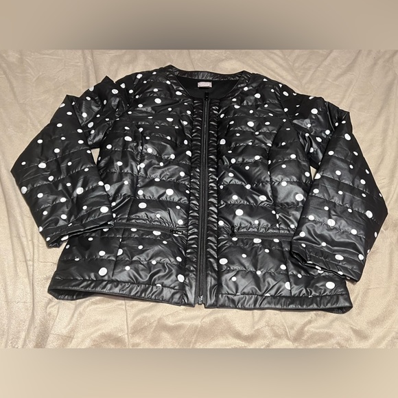 Chico's Jackets & Blazers - Chico’s Black/white Polka Dot Puffer Collarless Jacket Size Small